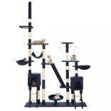 kék macskabútor szizál kaparófákkal 230-250 cm