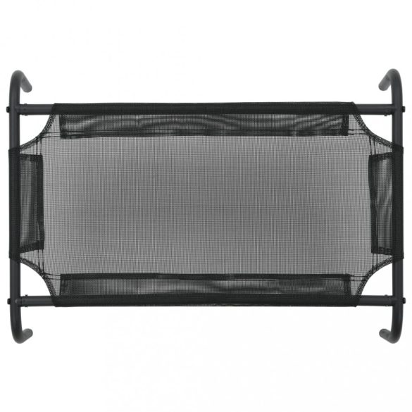 fekete textilén magasított kutyaágy S