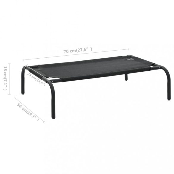 fekete textilén magasított kutyaágy S