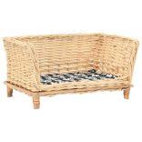 természetes fűzfa kutyakosár párnával 50 x 33 x 30 cm