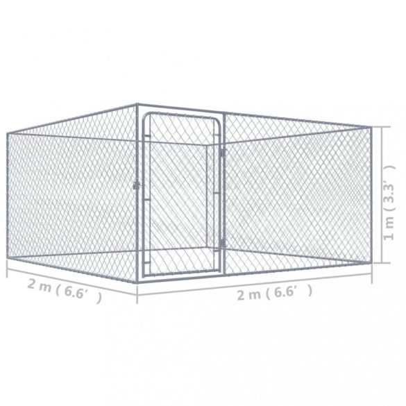 kültéri horganyzott acél kutyakennel 2 x 2 x 1 m