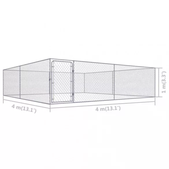 kültéri horganyzott acél kutyakennel 4 x 4 x 1 m