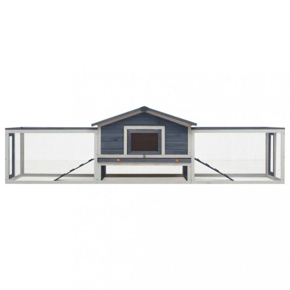 szürke tömör fenyő- és jegenyefa nyúlketrec 310x70x87  cm