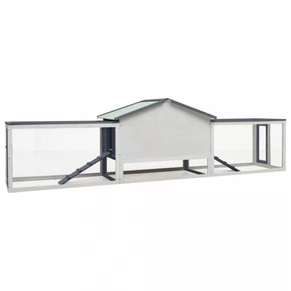 szürke tömör fenyő- és jegenyefa nyúlketrec 310x70x87  cm