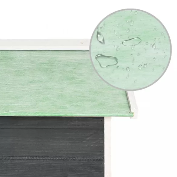 szürke és fehér fenyőfa robotfűnyíró-tároló 72 x 87 x 50 cm