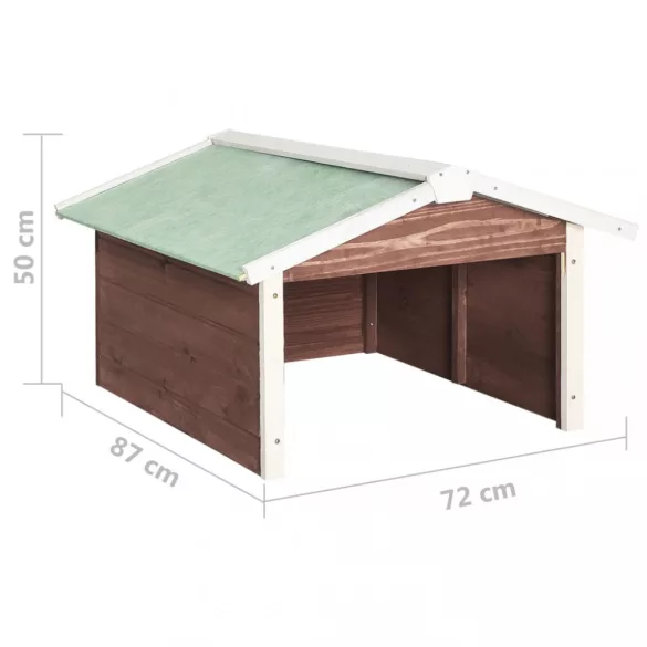 mokka és fehér színű fenyőfa robotfűnyíró-tároló 72x87x50 cm