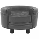 szürke plüss és műbőr kutyakanapé 48 x 48 x 32 cm