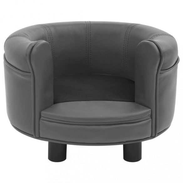 szürke plüss és műbőr kutyakanapé 48 x 48 x 32 cm