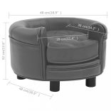 szürke plüss és műbőr kutyakanapé 48 x 48 x 32 cm