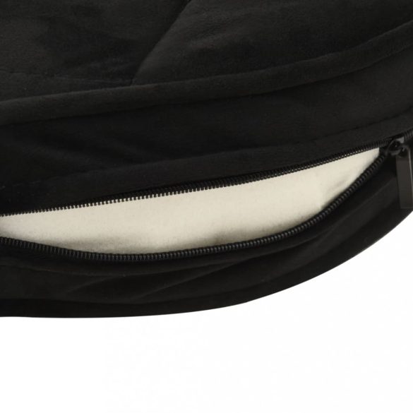 fekete plüss és műbőr kutyakanapé 48 x 48 x 32 cm