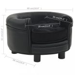 fekete plüss és műbőr kutyakanapé 48 x 48 x 32 cm