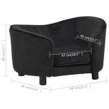 fekete plüss kutyakanapé 69 x 49 x 40 cm