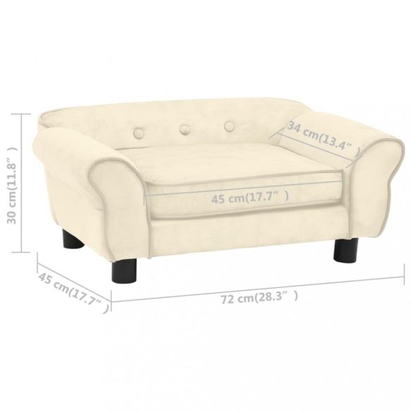 krémszínű plüss kutyakanapé 72 x 45 x 30 cm