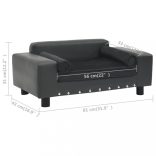 sötétszürke plüss és műbőr kutyakanapé 81 x 43 x 31 cm