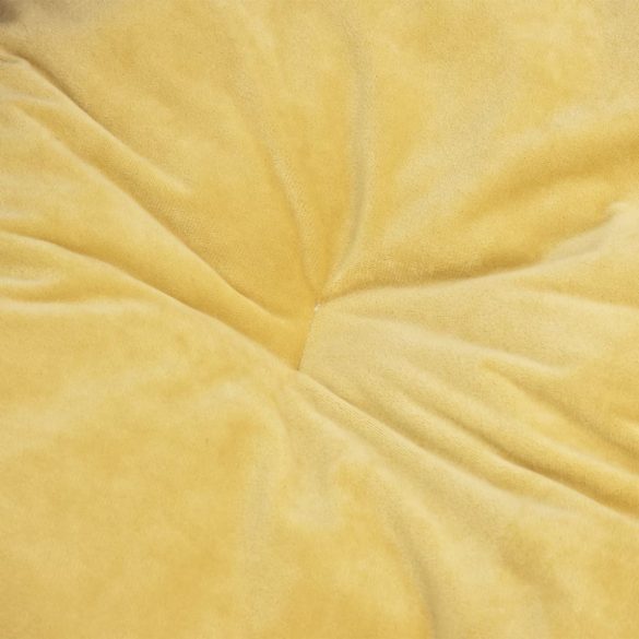 fekete-sárga plüss és műbőr kutyaágy 99 x 89 x 21 cm