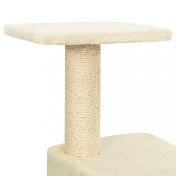 krémszínű macskabútor szizál kaparófákkal 118,5 cm