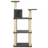 sötétszürke macskabútor szizál kaparófával 118,5 cm