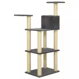 sötétszürke macskabútor szizál kaparófával 118,5 cm