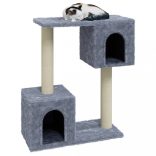 világosszürke macskabútor szizál kaparófákkal 60 cm