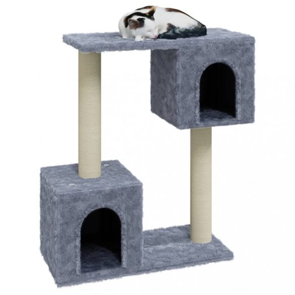 világosszürke macskabútor szizál kaparófákkal 60 cm
