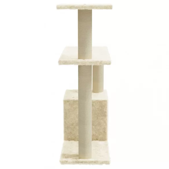 krémszínű macskabútor szizál kaparófákkal 70 cm