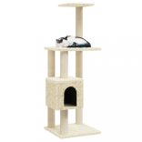krémszínű macskabútor szizál kaparófákkal 104 cm