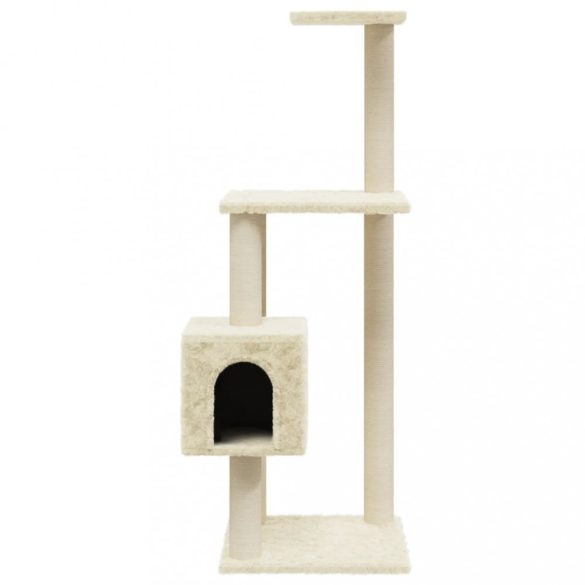 krémszínű macskabútor szizál kaparófákkal 104 cm