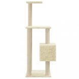 krémszínű macskabútor szizál kaparófákkal 104 cm