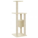 krémszínű macskabútor szizál kaparófákkal 104 cm