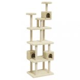 krémszínű macskabútor szizál kaparófákkal 188 cm