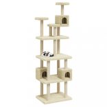 krémszínű macskabútor szizál kaparófákkal 188 cm