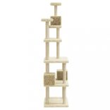 krémszínű macskabútor szizál kaparófákkal 188 cm