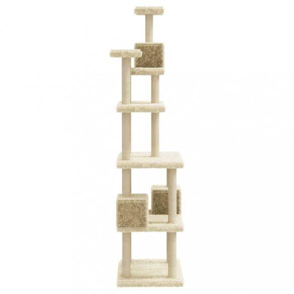 krémszínű macskabútor szizál kaparófákkal 188 cm