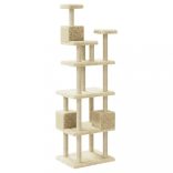 krémszínű macskabútor szizál kaparófákkal 188 cm