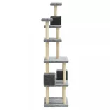 világosszürke macskabútor szizál kaparófákkal 188 cm