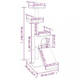 világosszürke macskabútor szizál kaparófákkal 92 cm