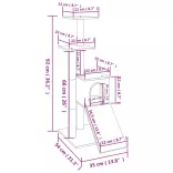 sötétszürke macskabútor szizál kaparófákkal 92 cm