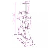 világosszürke macskabútor szizál kaparófákkal 155 cm