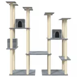 világosszürke macskabútor szizál kaparófákkal 174 cm