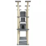 világosszürke macskabútor szizál kaparófákkal 174 cm