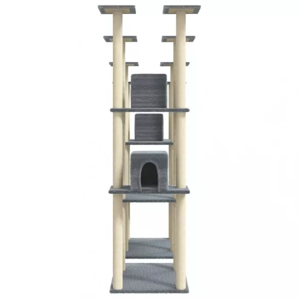 világosszürke macskabútor szizál kaparófákkal 174 cm