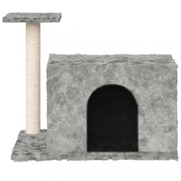 világosszürke macskabútor szizál kaparófákkal 51 cm
