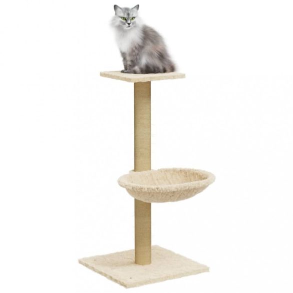 krémszínű macskabútor szizál kaparófával 74 cm