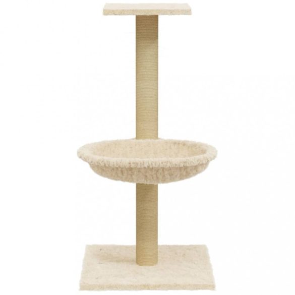 krémszínű macskabútor szizál kaparófával 74 cm