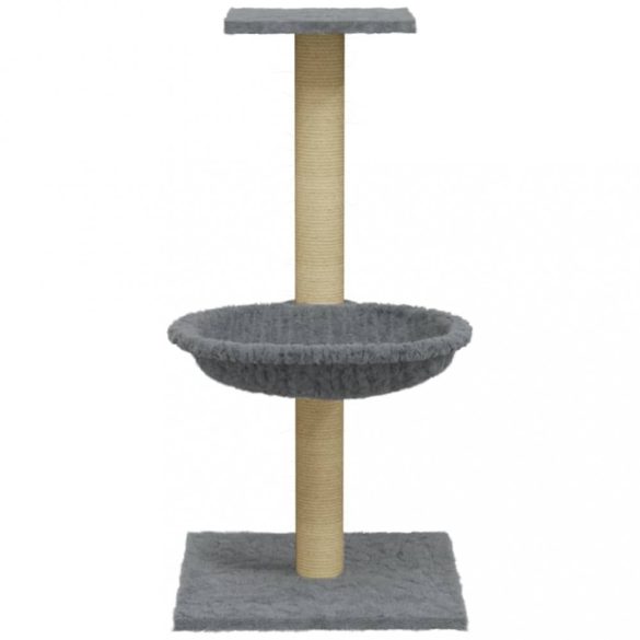 világosszürke macskabútor szizál kaparófával 74 cm