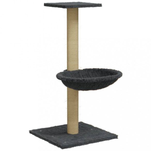 sötétszürke macskabútor szizál kaparófával 74 cm