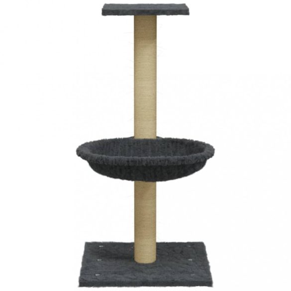 sötétszürke macskabútor szizál kaparófával 74 cm