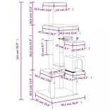 sötétszürke macskabútor szizál kaparófával 142 cm