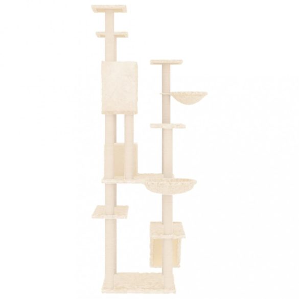 krémszínű macskabútor szizál kaparófákkal 191 cm