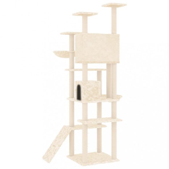 krémszínű macskabútor szizál kaparófákkal 191 cm